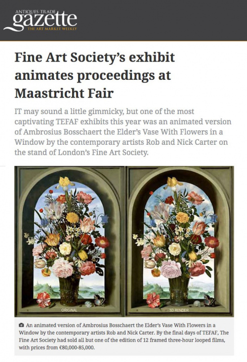 Rob and Nick Carter - Fine Art Society’s exhibit animates proceedings at Maastricht Fair, Antiques Trade Gazette · © Copyright 2022