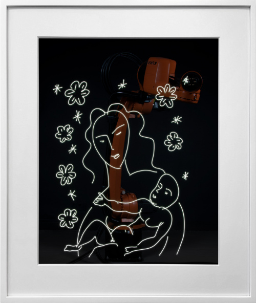 Rob and Nick Carter - RN1459, Robot Light Drawing, Vierge et enfant sur fond de fleurs et d’étoiles, after Henri Matisse (1950-51), 2022 · © Copyright 2023