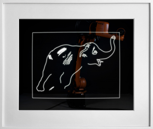 Rob and Nick Carter - RN1480, Robot Light Drawing, Elephant, after Andy Warhol (c.1980), 2022 · © Copyright 2023