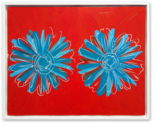 Rob and Nick Carter - RN1497, Double Daisies III Robot Painting, after Andy Warhol (c.1982), 2022 · © Copyright 2023