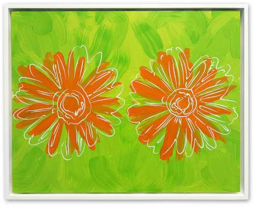 Rob and Nick Carter - RN1502, Double Daisies VIII Robot Painting, after Andy Warhol (c.1982), 2022 · © Copyright 2023