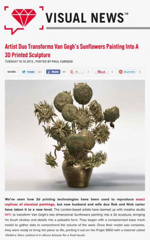 Rob and Nick Carter - Artist Due Transforms Van Gogh’s Sunflowers into a 3D Printed Sculpture, Visual News (online) · © Copyright 2023