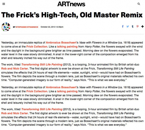 Rob and Nick Carter - The Frick’s hi-tech Old Master remix, Artnews (online) · © Copyright 2023