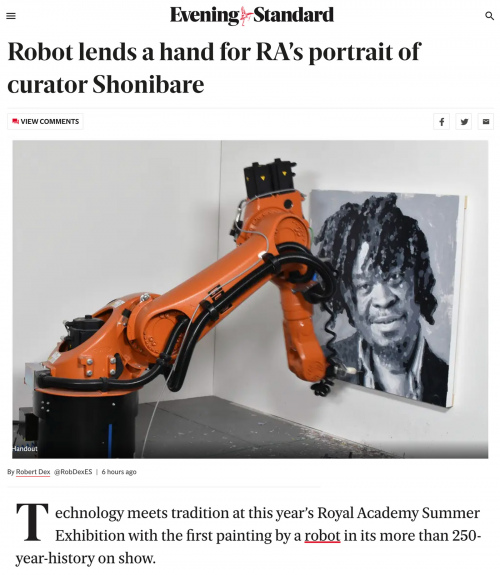 Rob and Nick Carter - Robot lends a hand for RA’s portrait of curator Shonibare, Evening Standard (online) · © Copyright 2022
