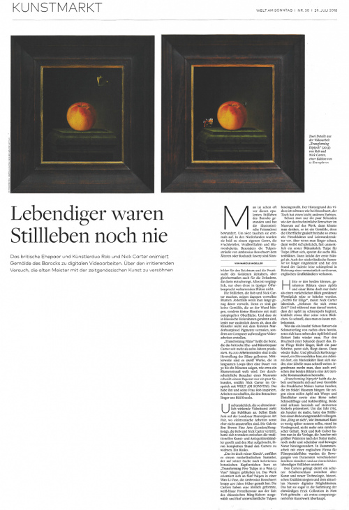 Rob and Nick Carter - Still lives have never been more alive, Welt am Sonntag (Germany) · © Copyright 2022